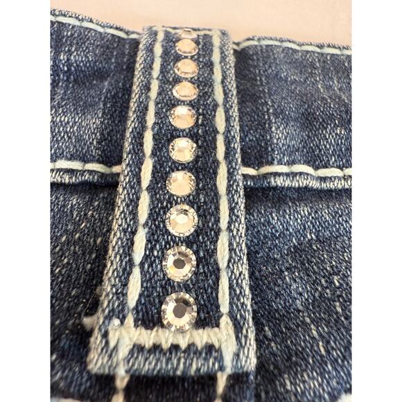 Y2K True Religion Rhinestone Big T Disco Joey Jeans – Size 26 – Flare Low Rise - Picture 8 of 15